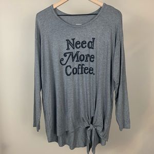 NWT Torrid “Need More Coffee” Tie Front Top L
